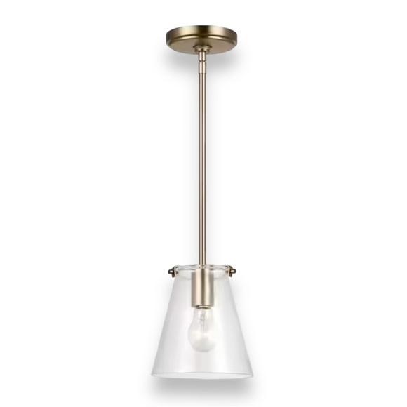 Generation Lighting Blaine 1-Light Satin Brass Hanging Pendant W/ Shade New - Picture 6 of 14